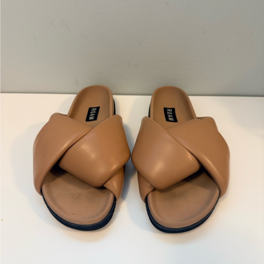 ROAM Foldy Puffy Sandals Tan Brown Slides Women’s 7.5 - Picture 4 of 9
